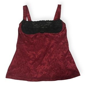 Vintage BANANA REPUBLIC Maroon Black Satin Lace Tank
